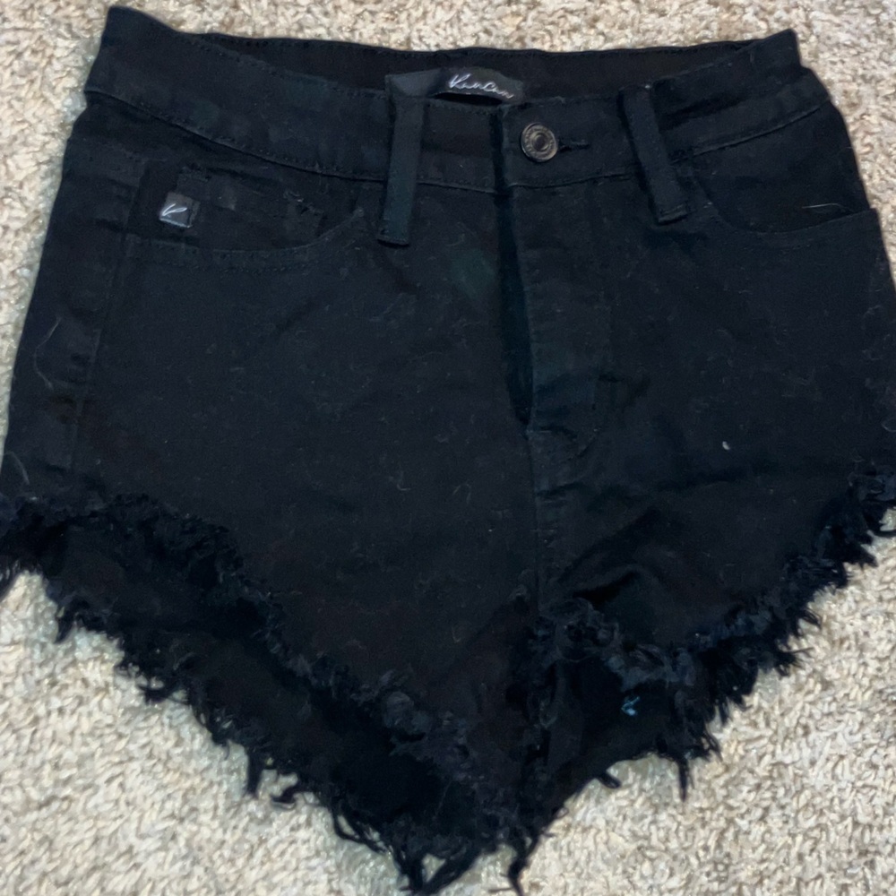 Black Frayed Denim Shorts